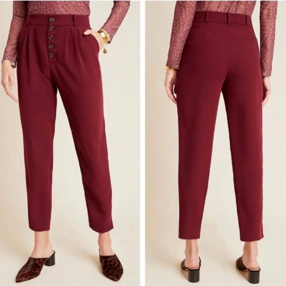 Anthropologie Sasha Button Fly Tapered Trousers